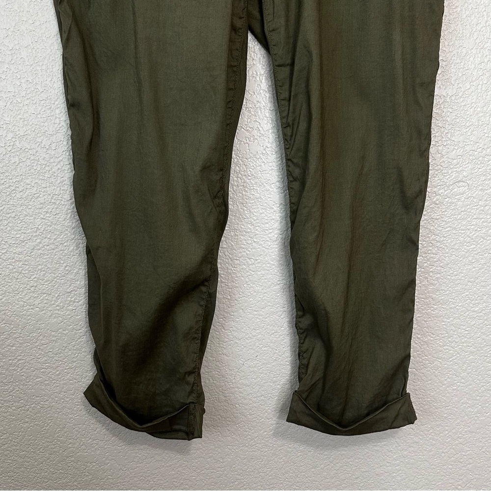 GAP Linen Blend Hadley Stretch Olive Green Capri Women's Pants, 14 - Picture 4 of 11